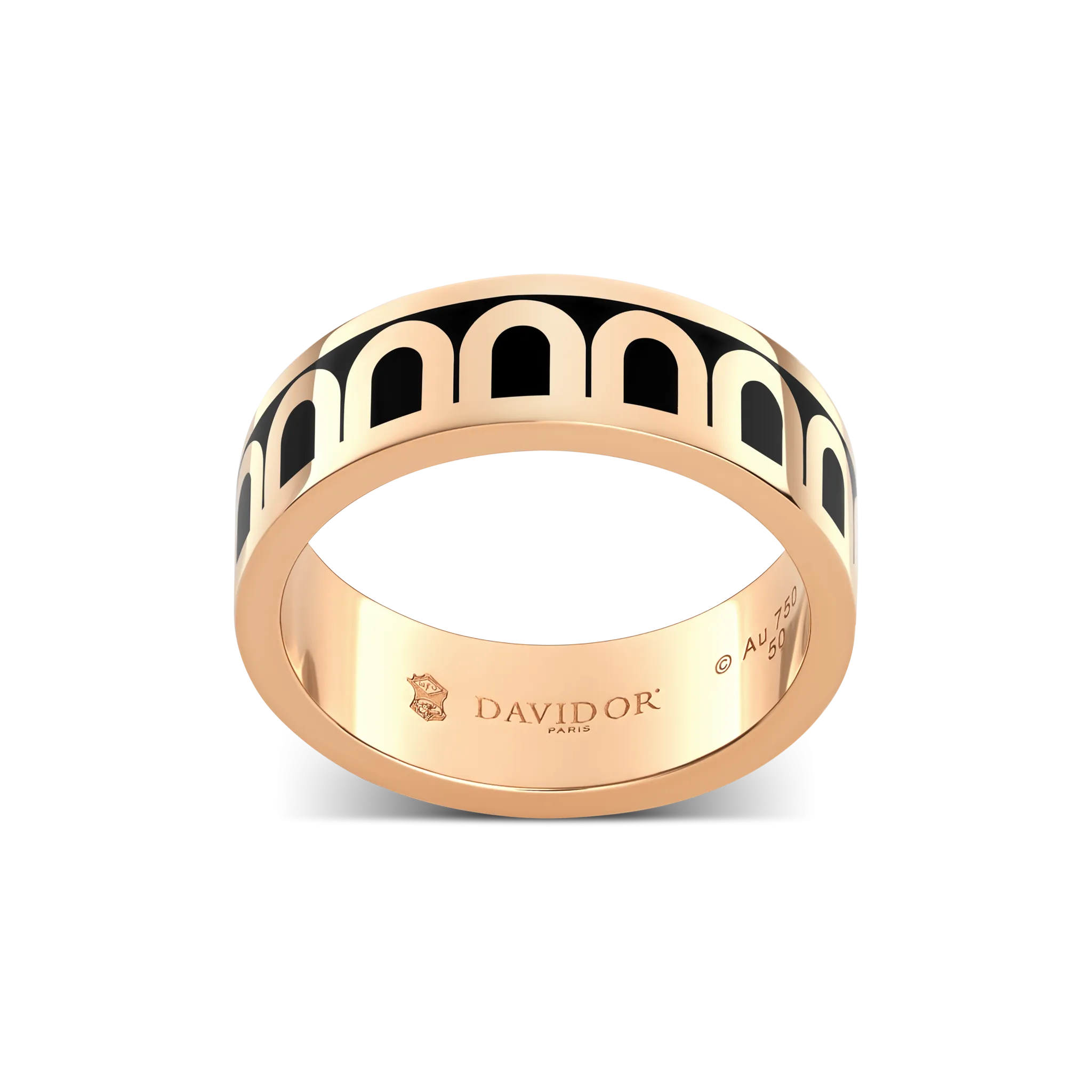 L'Arc de DAVIDOR Ring MM, 18k Rose Gold with Caviar Lacquered Ceramic