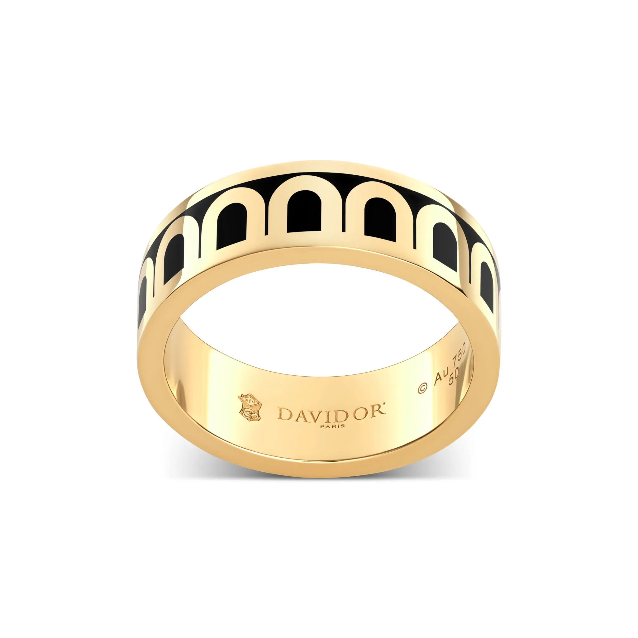L'Arc de DAVIDOR Ring MM, 18k Yellow Gold with Caviar Lacquered Ceramic