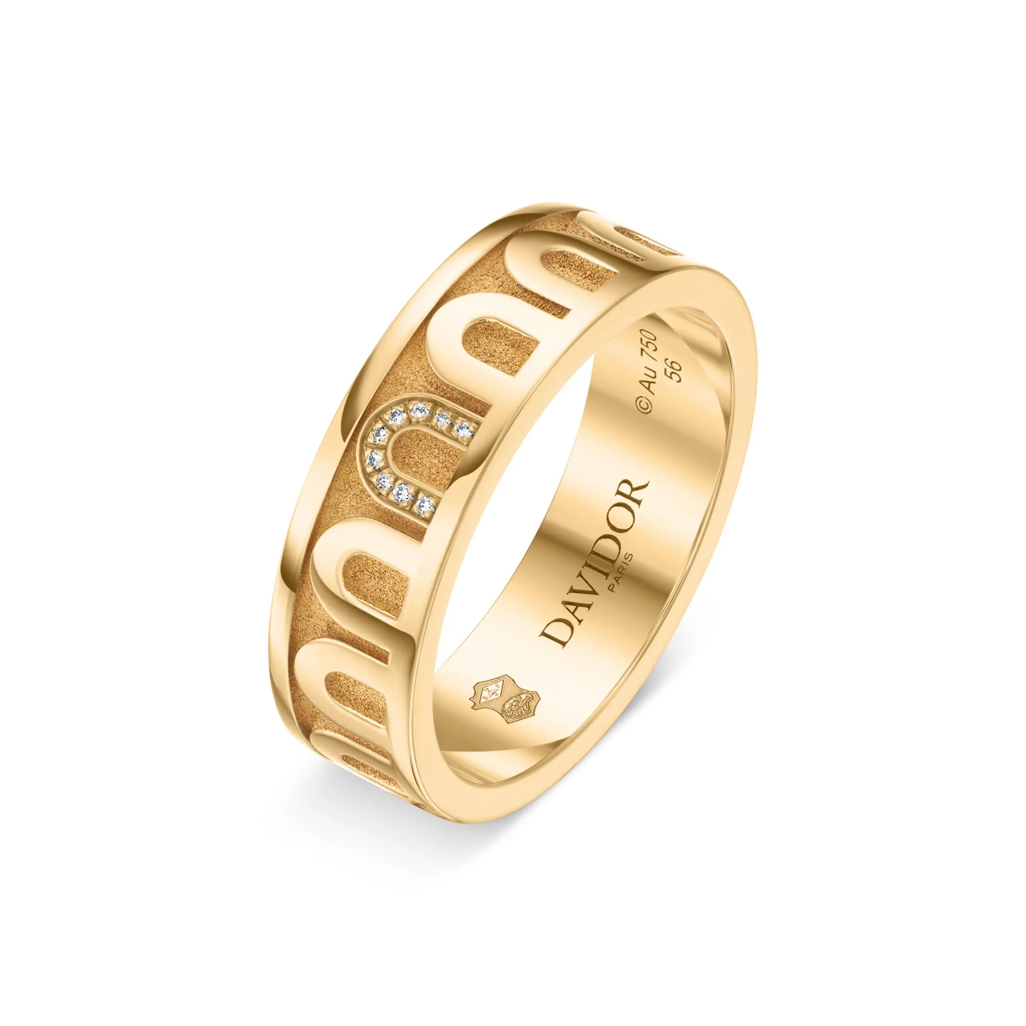 LArc de DAVIDOR Ring MM, 18k Yellow Gold with Satin Finish and Porta Simple Diamonds