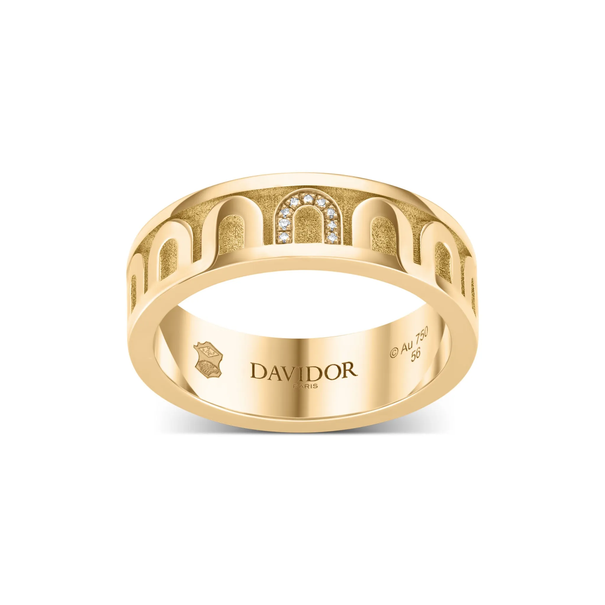 LArc de DAVIDOR Ring MM, 18k Yellow Gold with Satin Finish and Porta Simple Diamonds