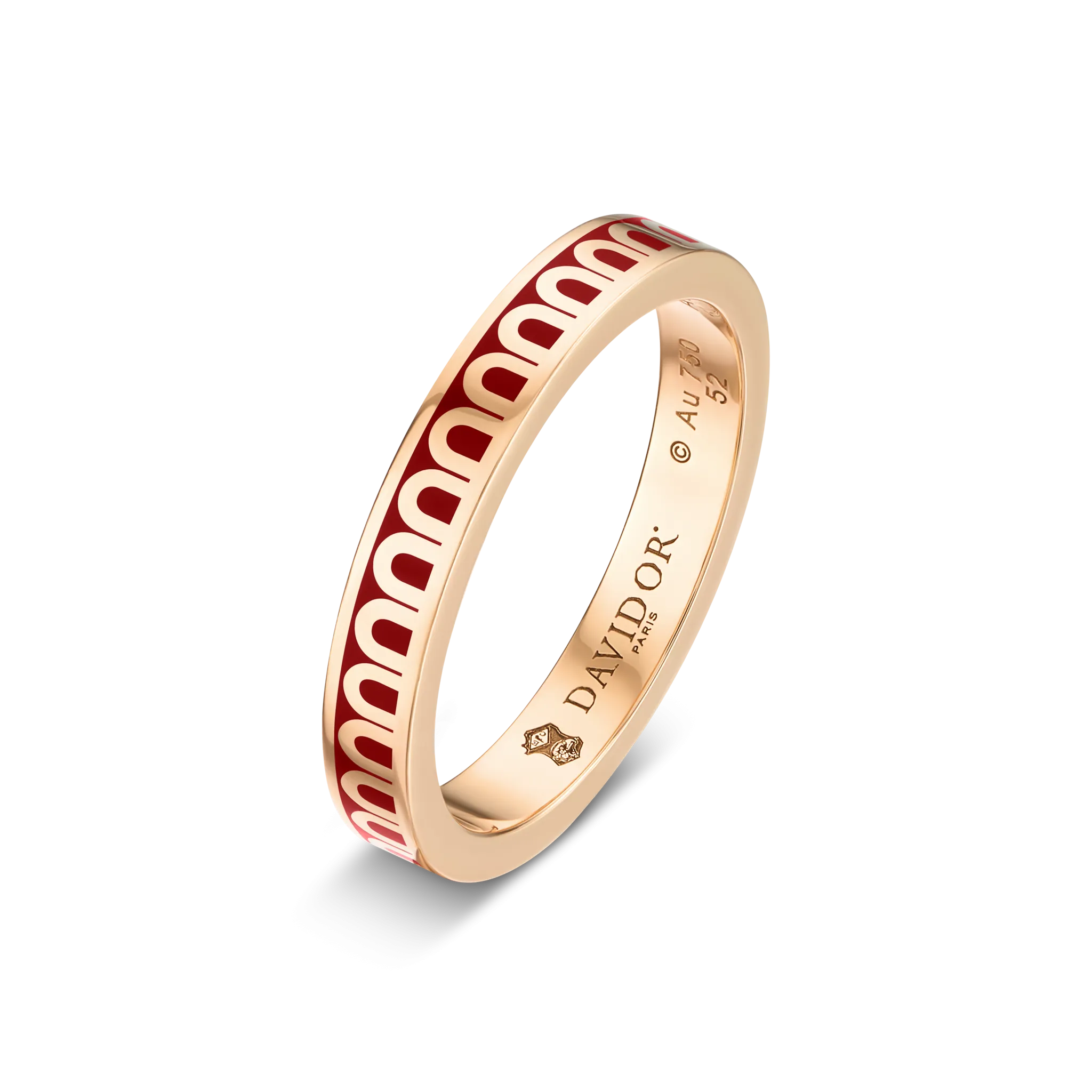 L'Arc de DAVIDOR Ring PM, 18k Rose Gold with DAVIDOR Bordeaux Lacquered Ceramic