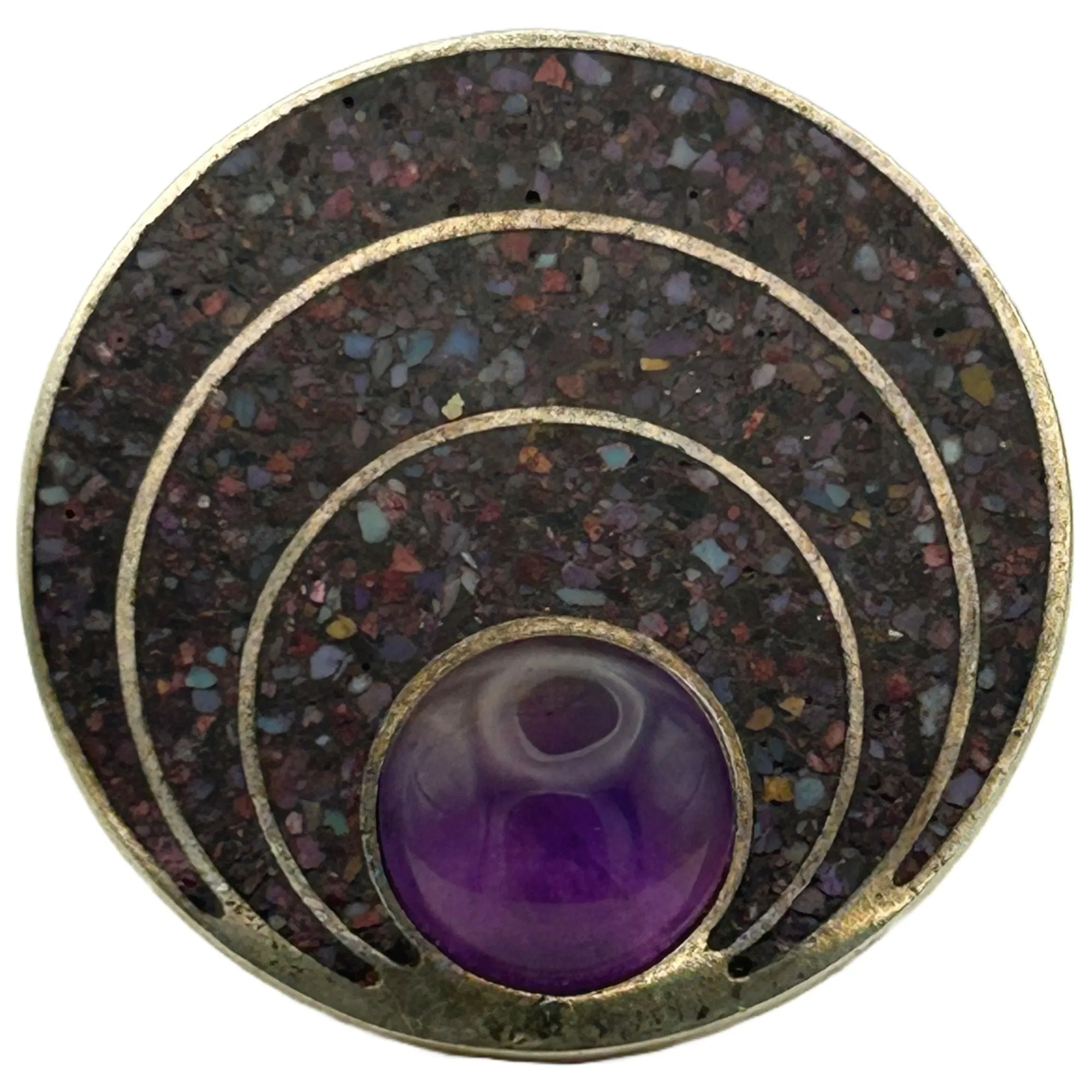 Large Circular 925 Sterling Silver and Jay King Amethyst Ring - SIZE 6