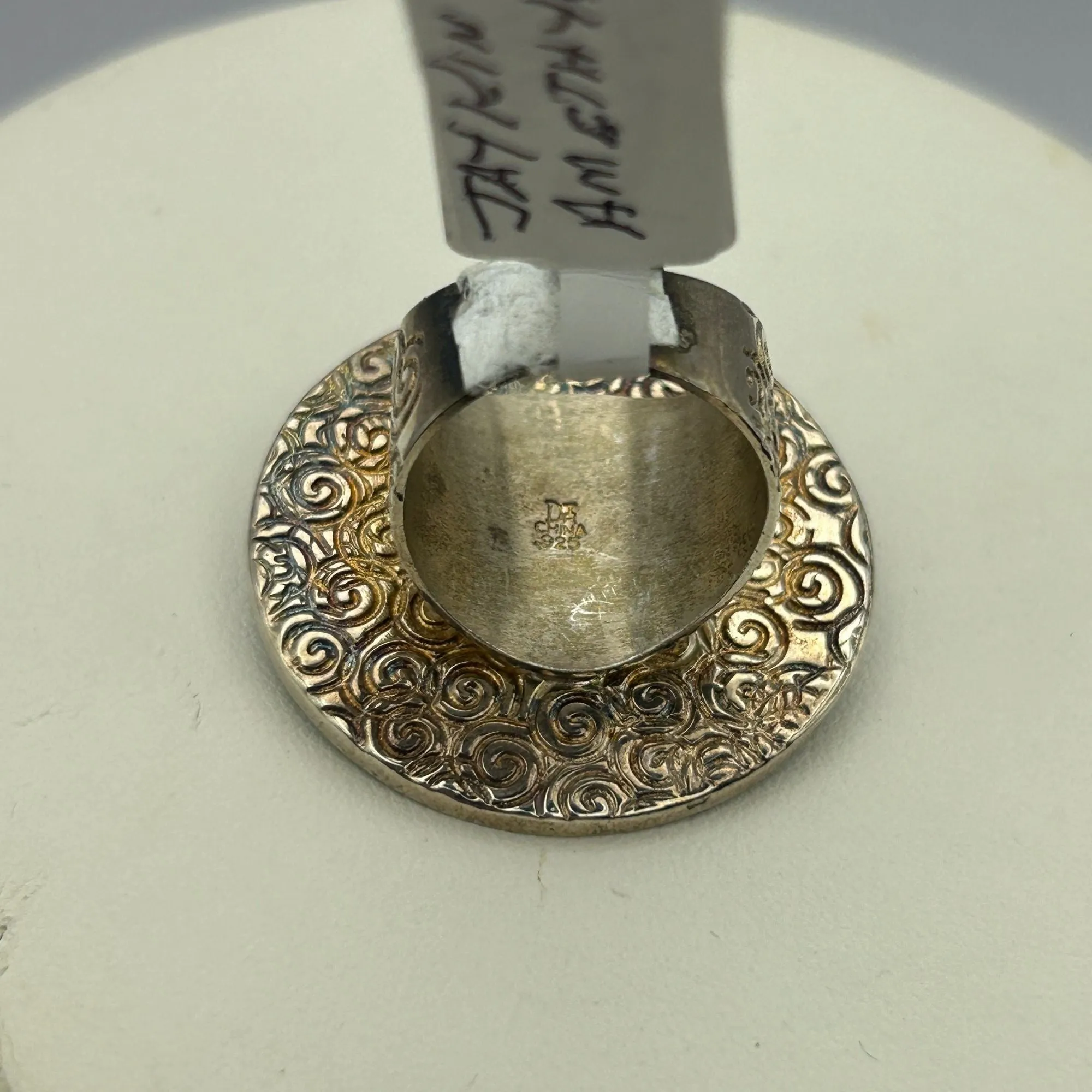 Large Circular 925 Sterling Silver and Jay King Amethyst Ring - SIZE 6