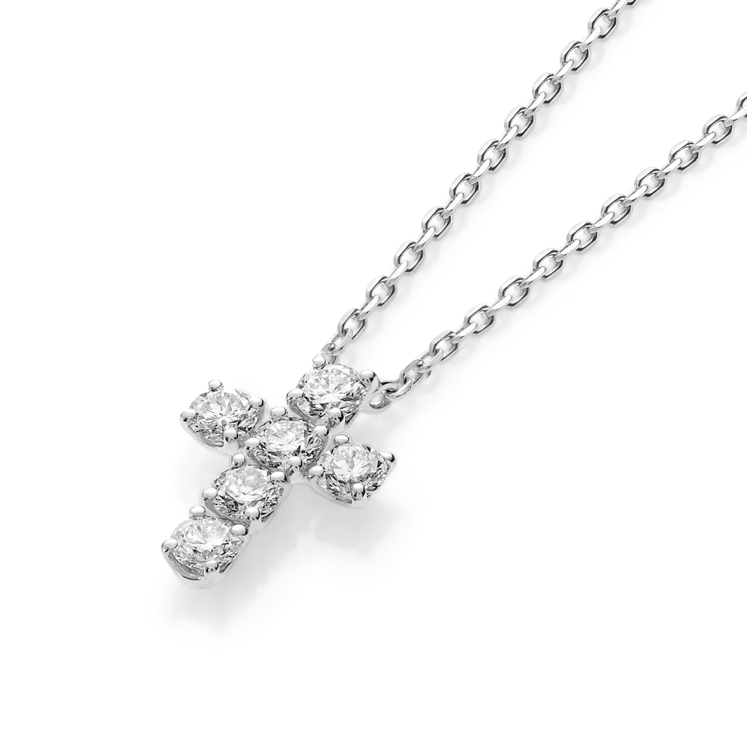 Large Diamond Cross Fashion Pendant White Gold