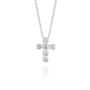 Large Diamond Cross Fashion Pendant White Gold