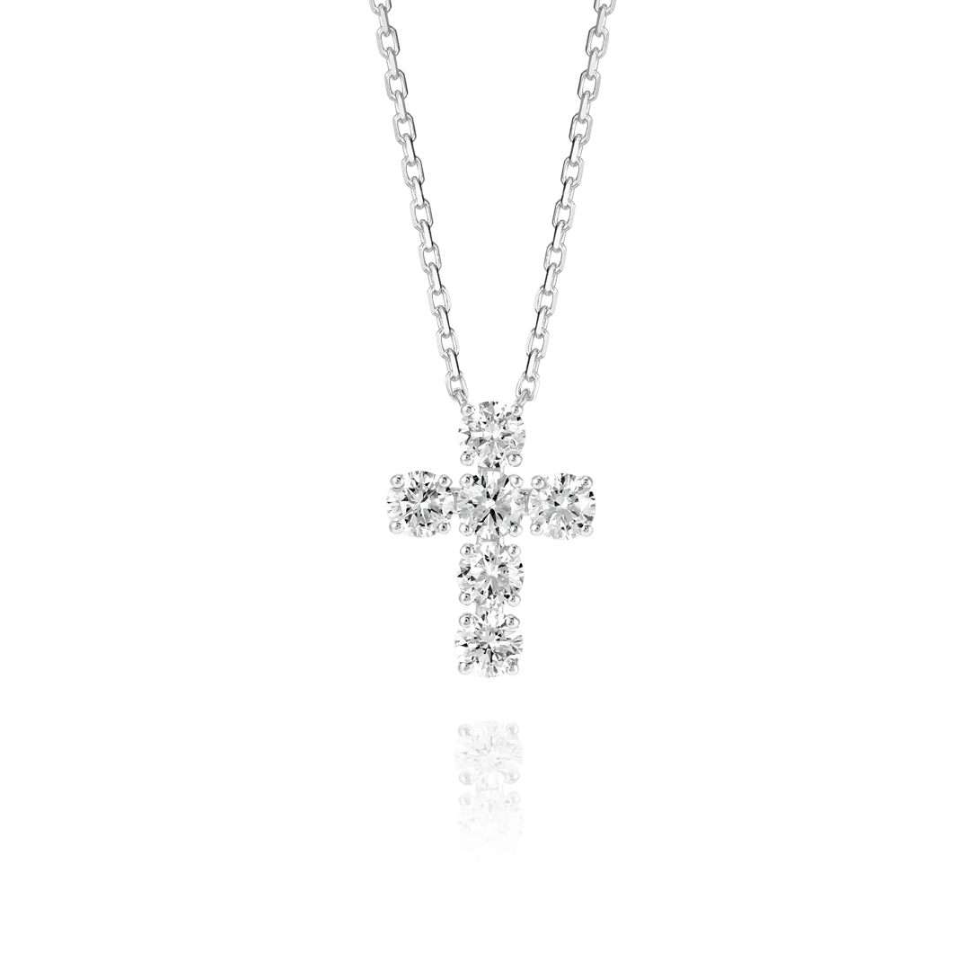 Large Diamond Cross Fashion Pendant White Gold