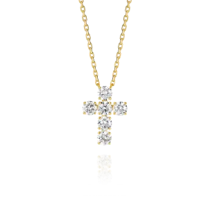 Large Diamond Cross Fashion Pendant Yellow Gold