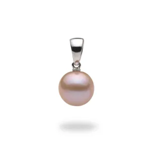 Lavender Freshwater Pearl Pendant in White Gold - 9-10mm
