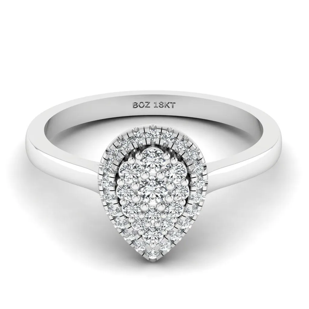 Leah Pear Cut Natural Diamond Engagement Ring in 18K Gold