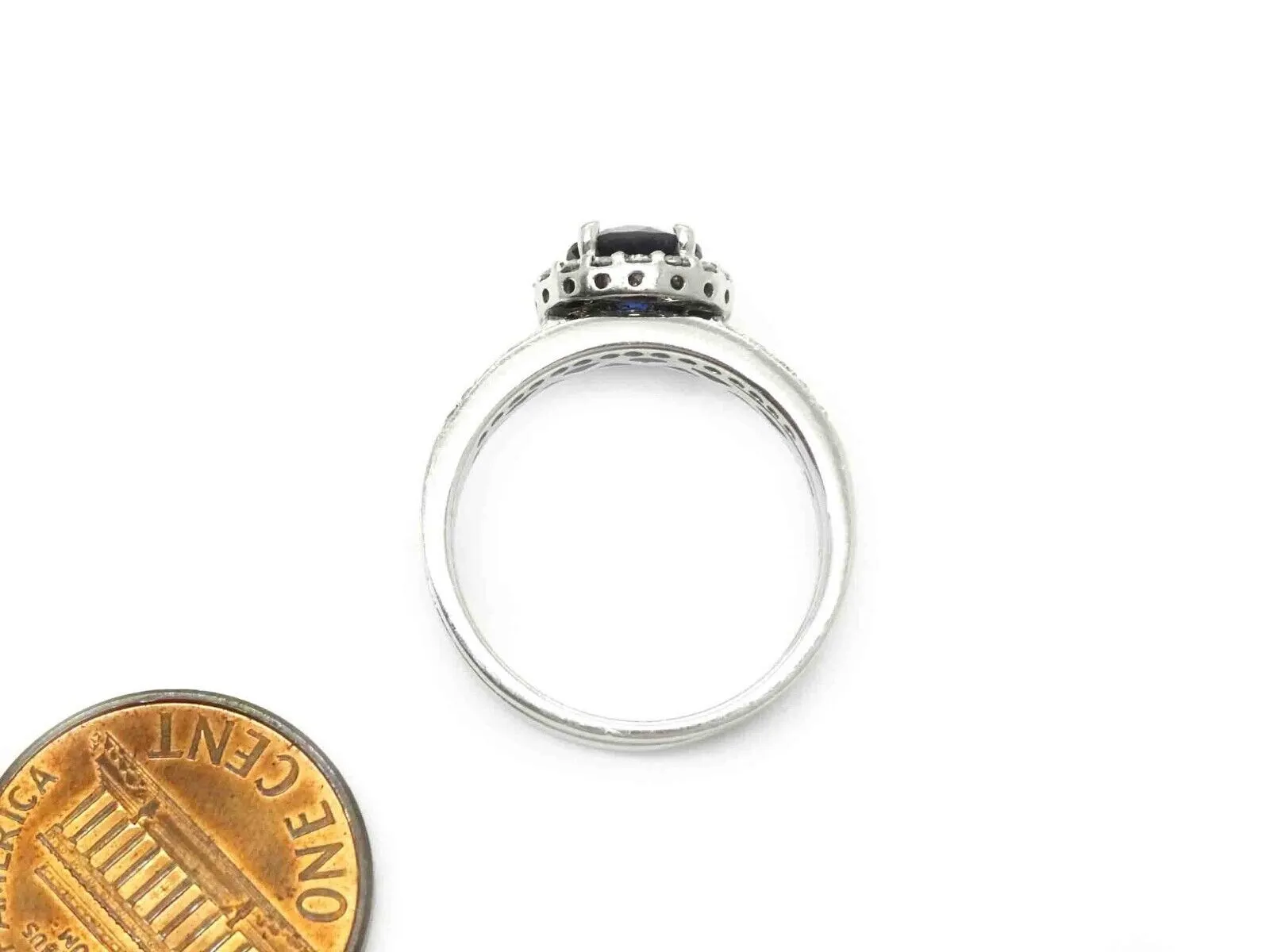 Legend 1.7ct tw Sapphire & Diamond Double Band Ring 14k White Gold Size 7