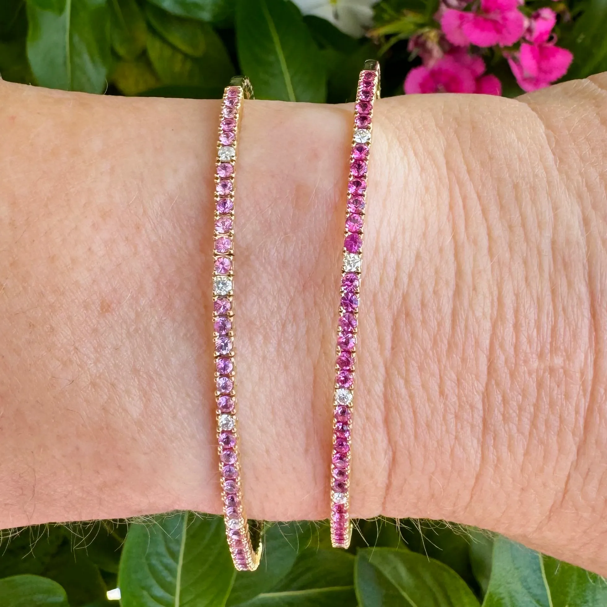 Light Pink Sapphire & Diamond Flexi Bangle