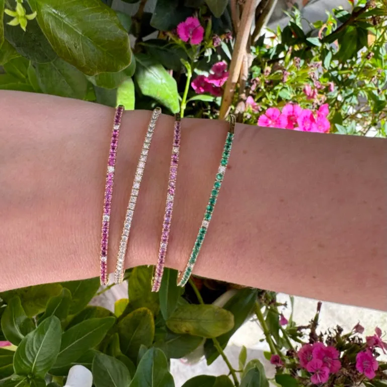Light Pink Sapphire & Diamond Flexi Bangle