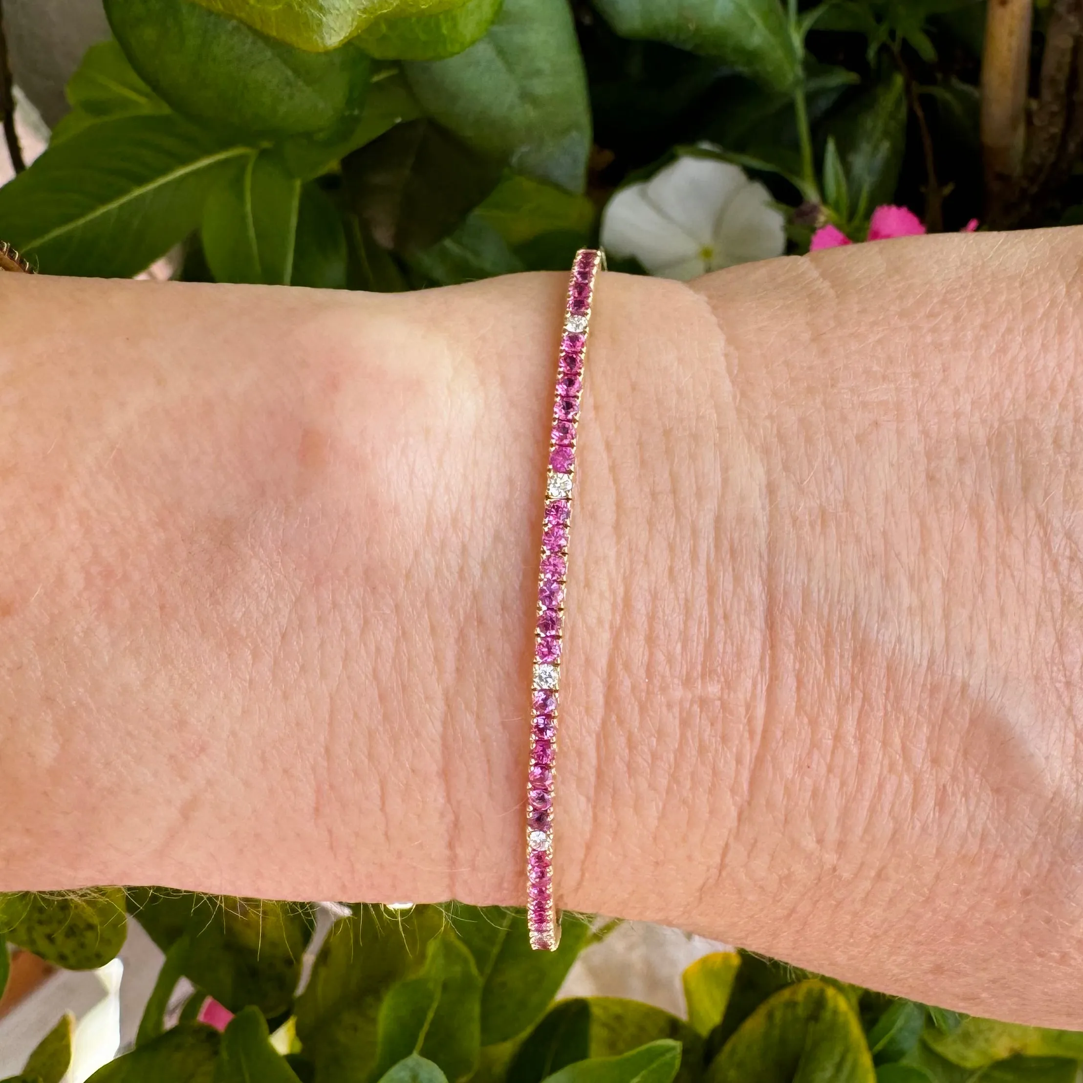 Light Pink Sapphire & Diamond Flexi Bangle