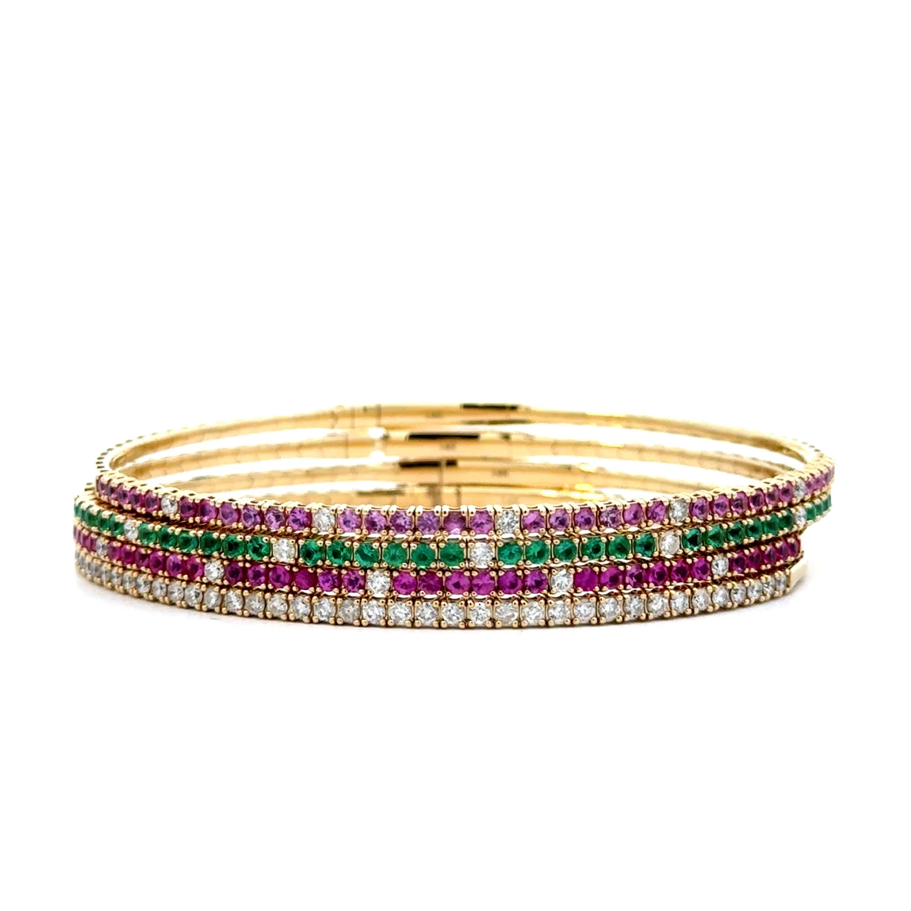 Light Pink Sapphire & Diamond Flexi Bangle