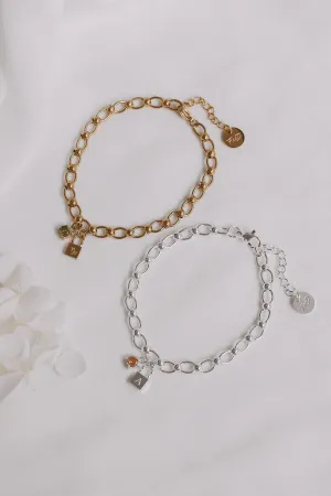 Lindy - Stainless Steel Engraved Padlock Bracelet