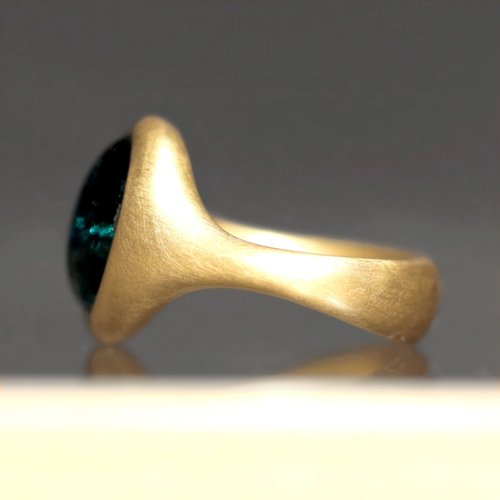 Lola Brooks 5.32 Carat Deep Blue Tourmaline Yellow Gold Ring