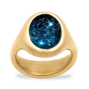 Lola Brooks 5.32 Carat Deep Blue Tourmaline Yellow Gold Ring
