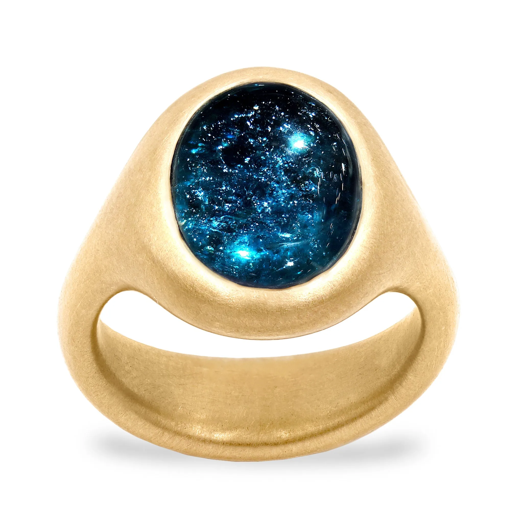 Lola Brooks 5.32 Carat Deep Blue Tourmaline Yellow Gold Ring