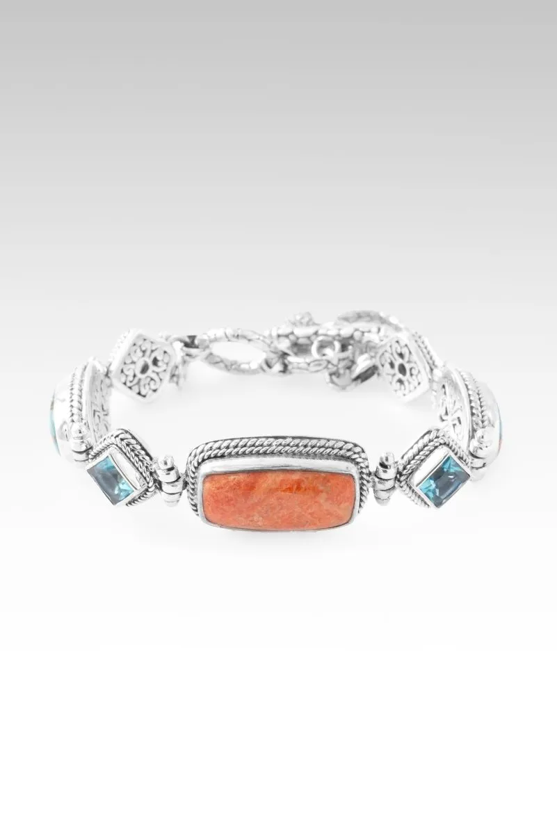 Lost Then Found Bracelet? in Apple Coral, Kingman Turquoise Spiny Oyster & Bali Breeze? Mystic Topaz