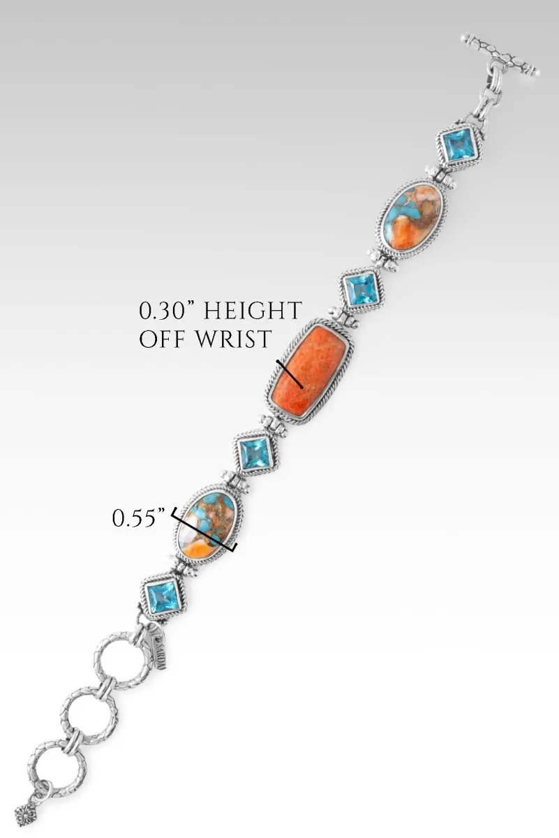 Lost Then Found Bracelet? in Apple Coral, Kingman Turquoise Spiny Oyster & Bali Breeze? Mystic Topaz