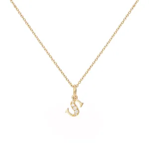 Love Letter S 18K Gold Necklace w. Diamonds
