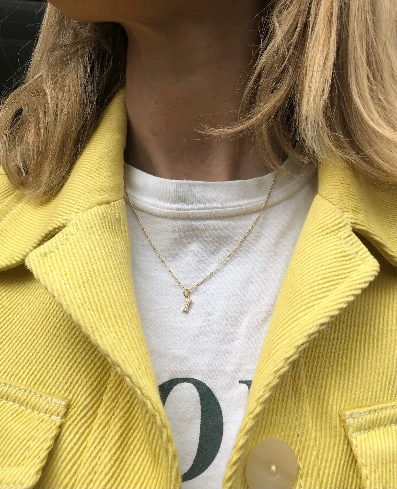 Love Letter S 18K Gold Necklace w. Diamonds