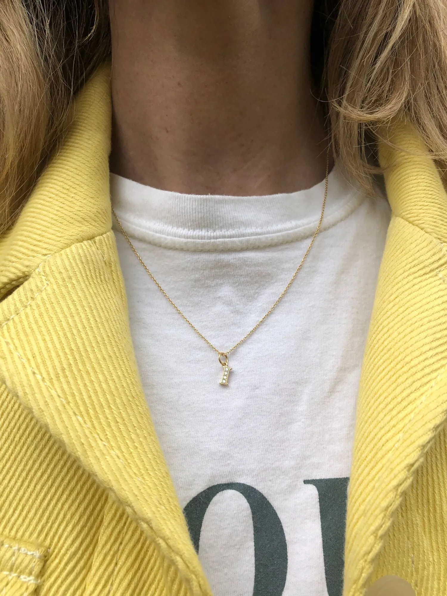 Love Letter S 18K Gold Necklace w. Diamonds