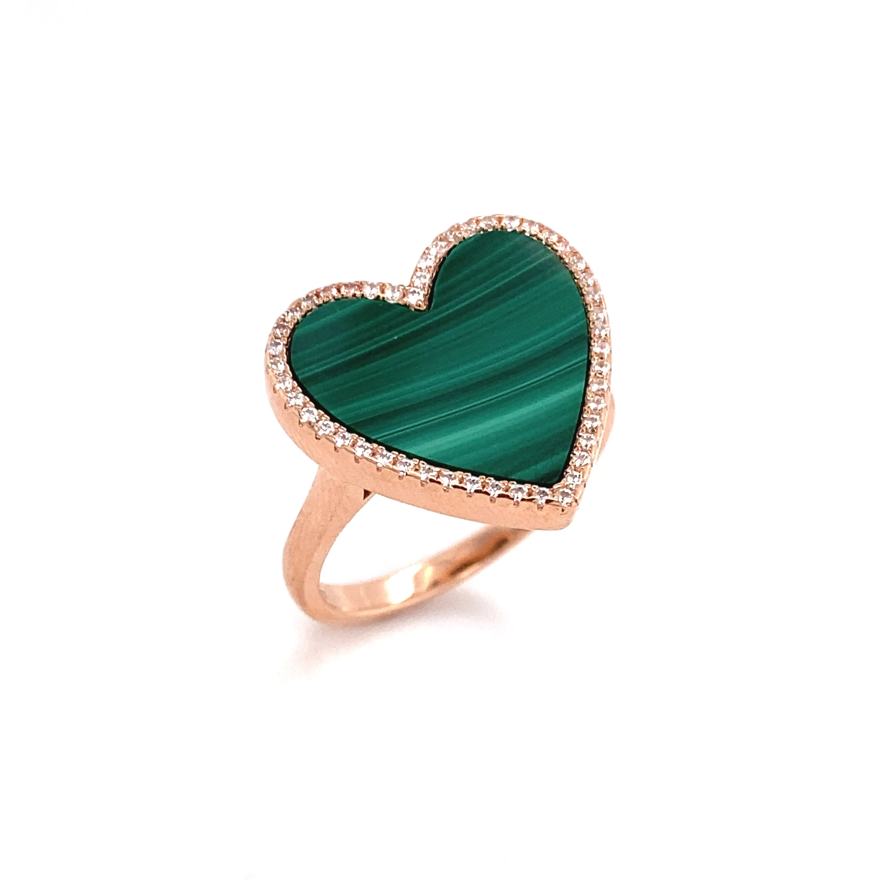 Malachite Heart Shaped Ring