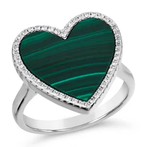 Malachite Heart Shaped Ring