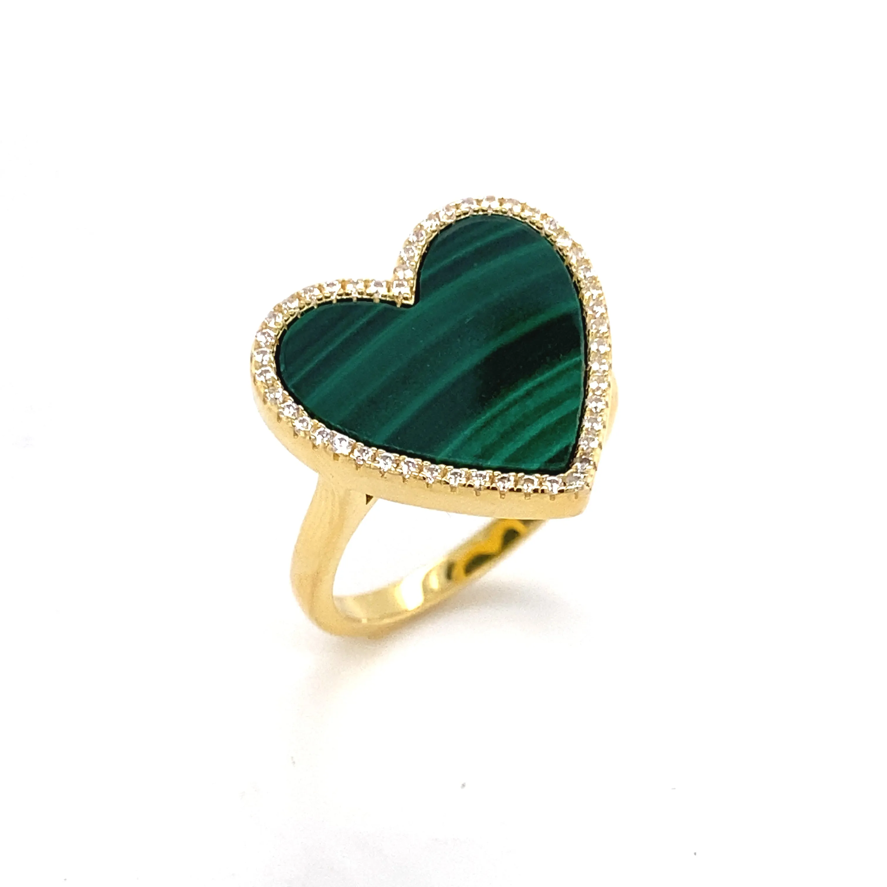 Malachite Heart Shaped Ring