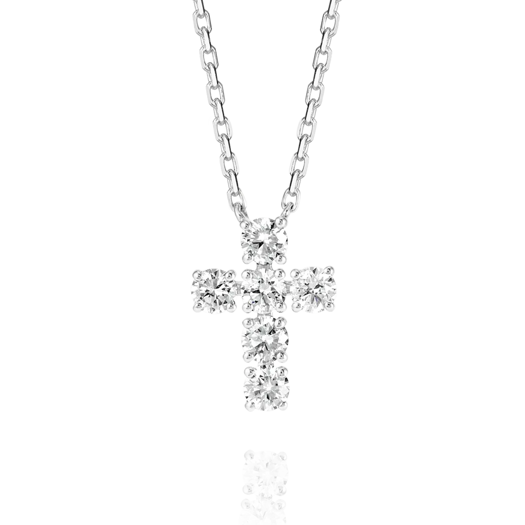 Medium Diamond Cross Pendant White Gold