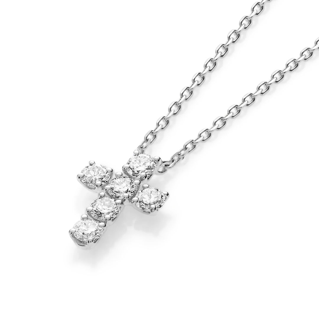 Medium Diamond Cross Pendant White Gold