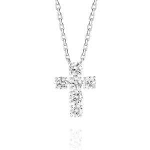 Medium Diamond Cross Pendant White Gold
