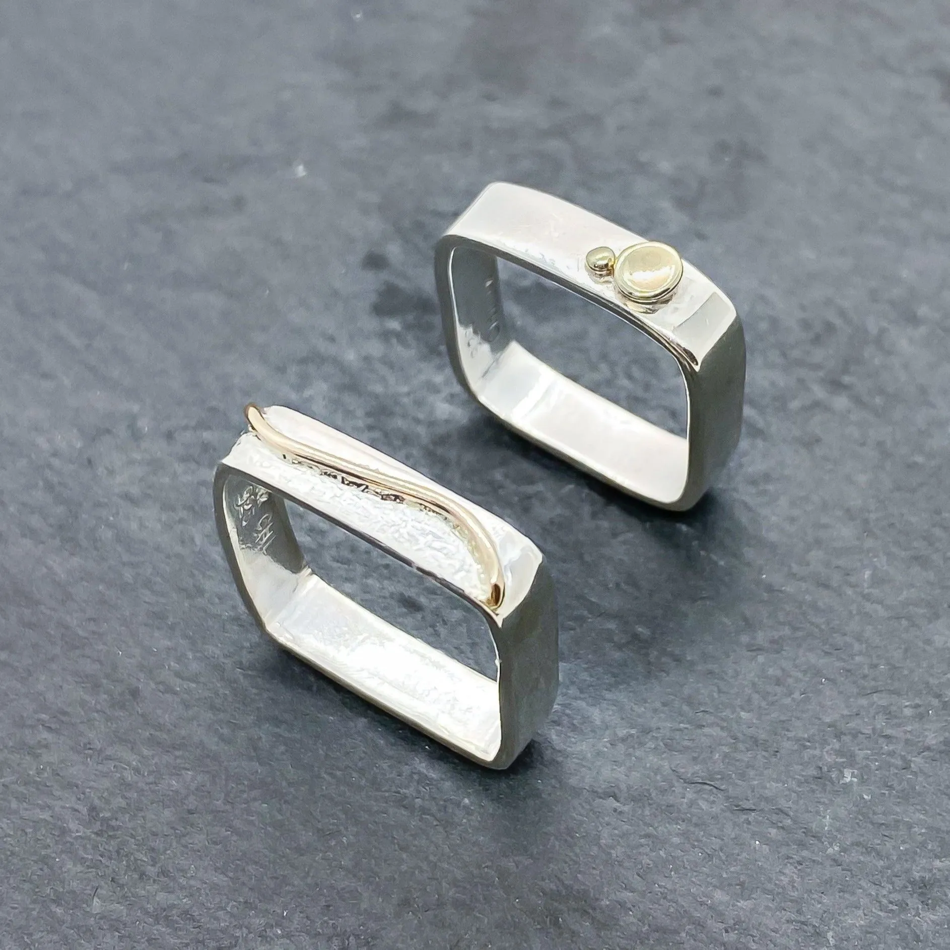 Medium Gold Wave or Gold Dot Stacking Rings