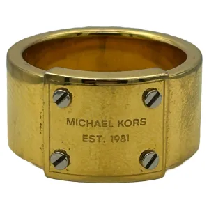 Michael Kors Gold Toned Logo Brass Wide Ring/Band SIZE 7 - MKJX2657