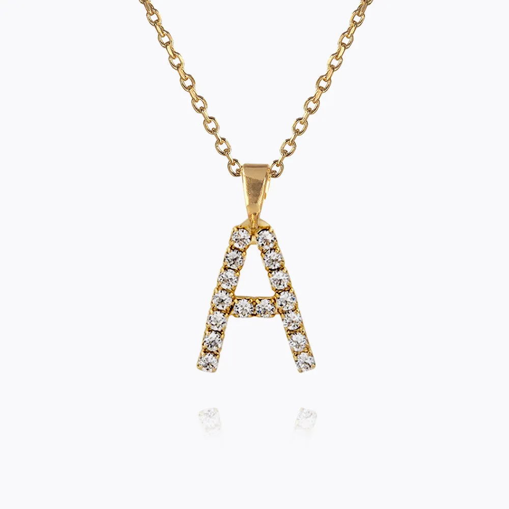 Mini Letter Necklace A / Crystal
