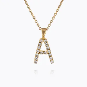 Mini Letter Necklace A / Crystal