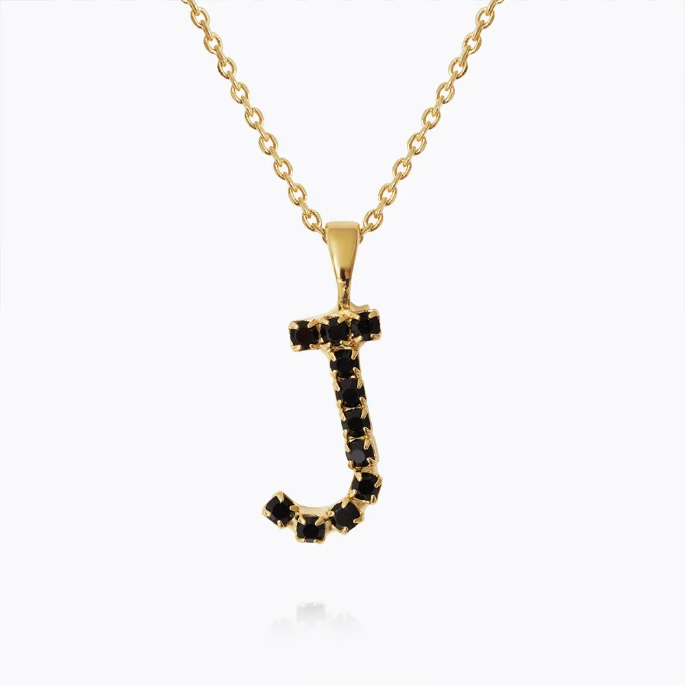 Mini Letter Necklace J / Black