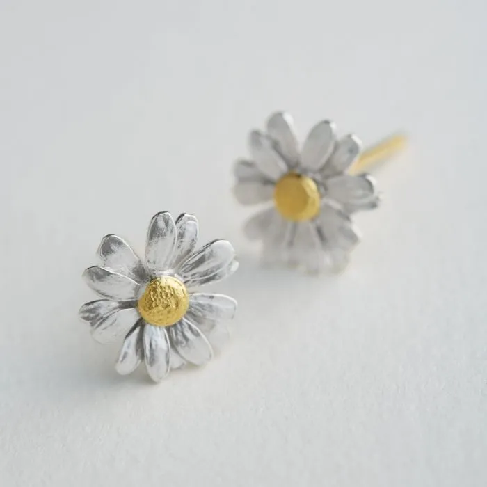 Mixed Metal Daisy Earrings
