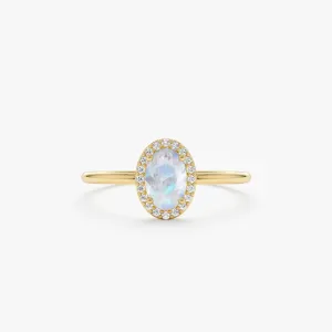 Moonstone and Diamond Engagement Ring, Claire