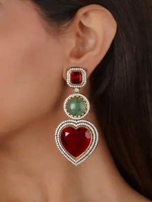Multicolor Faux Diamond Earrings - CZEAR587R