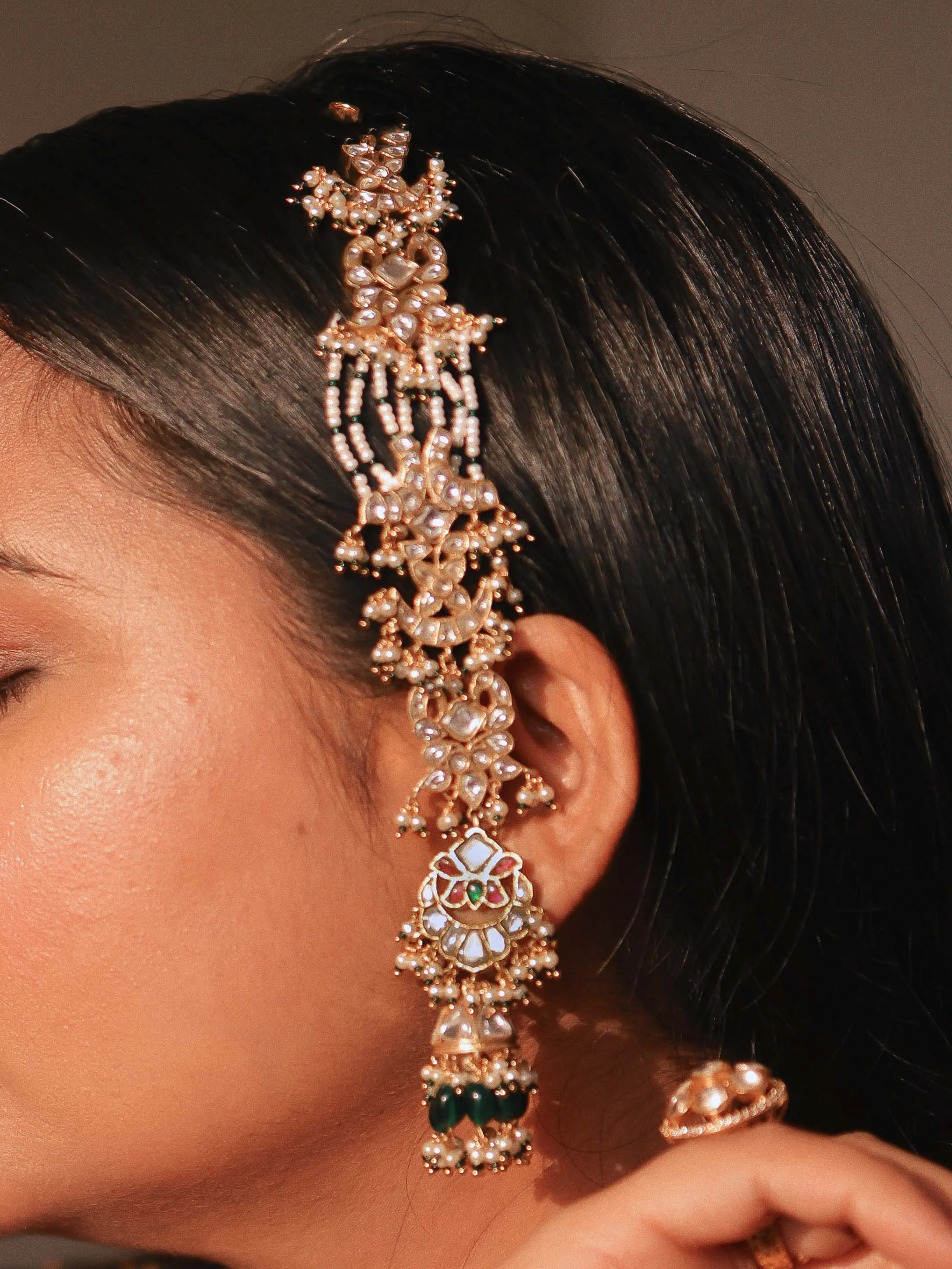 Multicolor Gold Plated Jadau Kundan Earrings - ME1141M