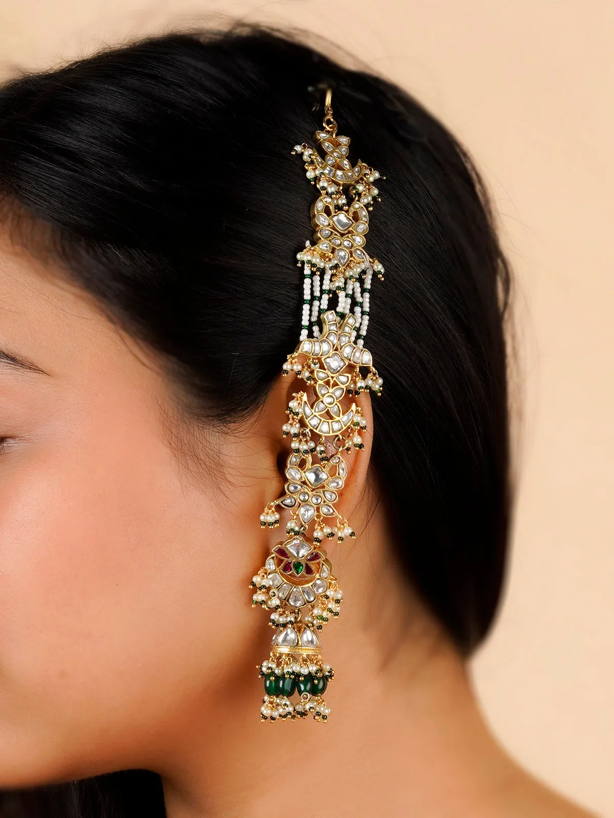 Multicolor Gold Plated Jadau Kundan Earrings - ME1141M