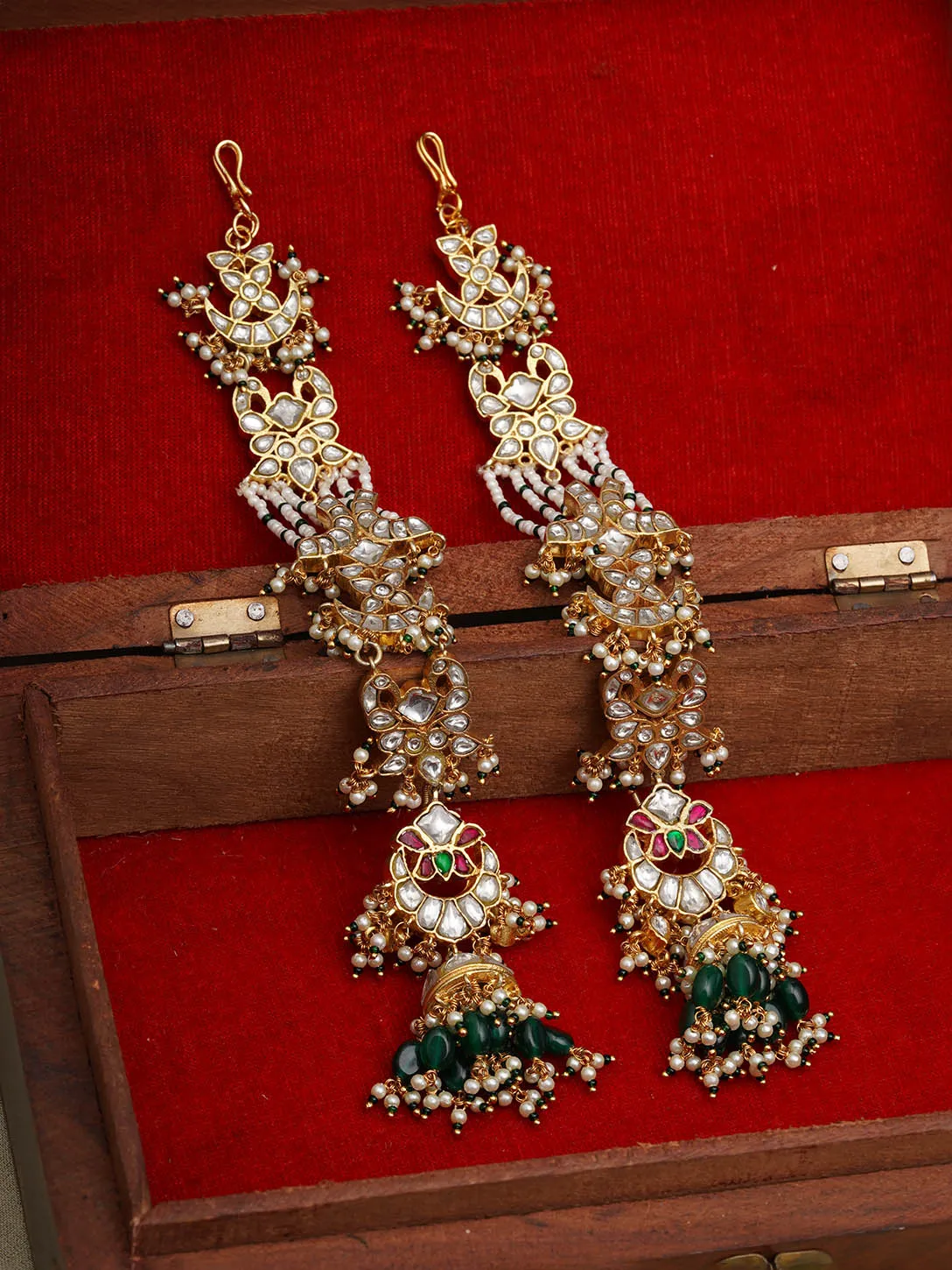 Multicolor Gold Plated Jadau Kundan Earrings - ME1141M