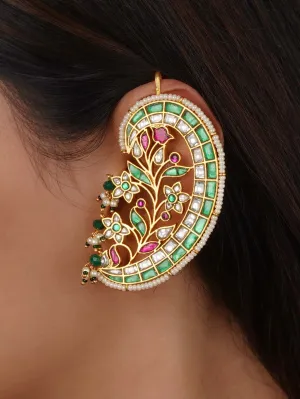 Multicolor Gold Plated Jadau Kundan Earrings - ME1309M
