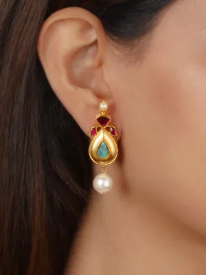 Multicolor Gold Plated Jadau Kundan Earrings - ME1367