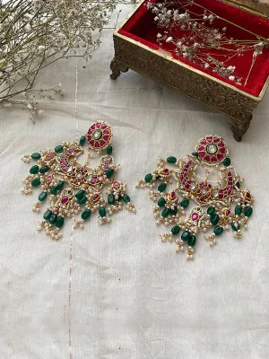 Multicolor Gold Plated Jadau Kundan Earrings - ME774YRA
