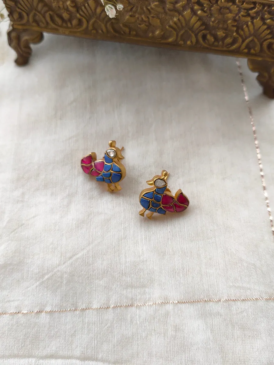 Multicolor Gold Plated Jadau Kundan Earrings - ME788PR