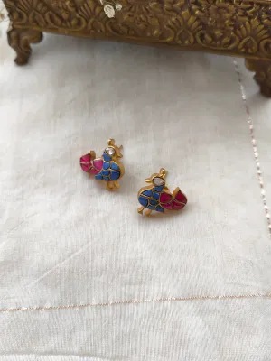 Multicolor Gold Plated Jadau Kundan Earrings - ME788PR