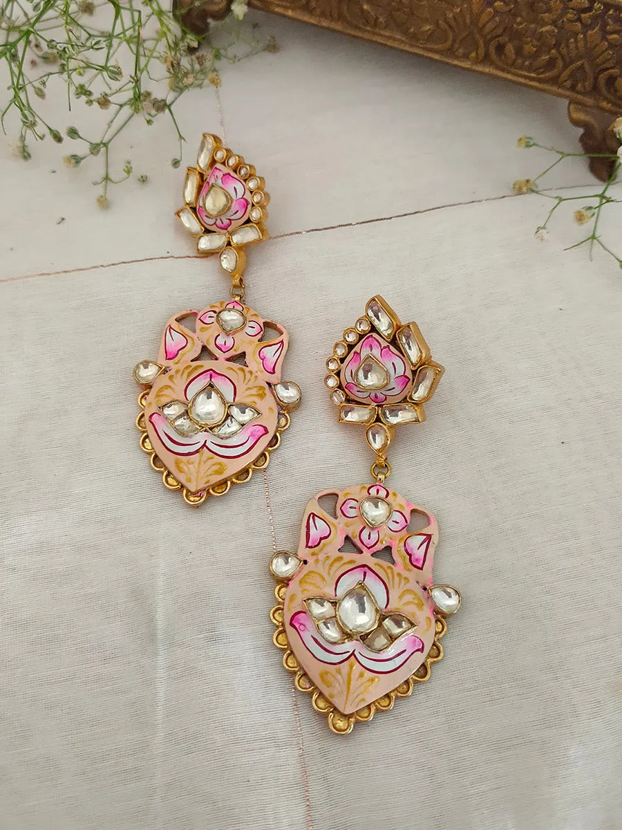 Multicolor Gold Plated Jadau Kundan Earrings - ME908A